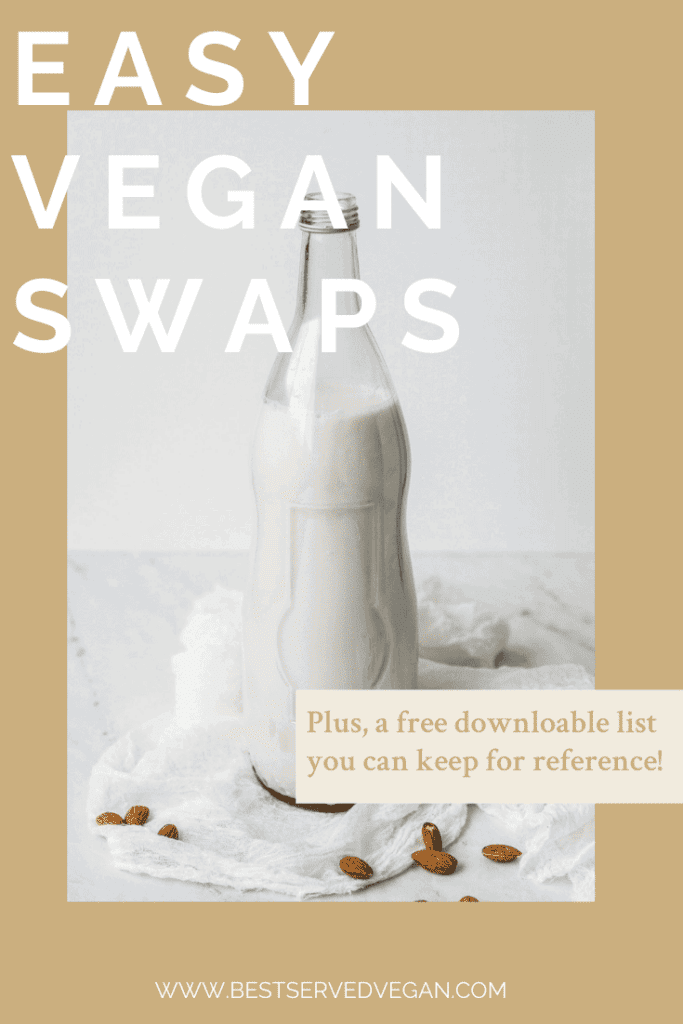 Easy vegan food swaps Pinterest pin.