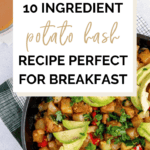 Vegan breakfast hash recipe Pinterest pin.