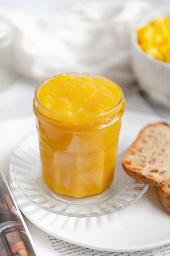 Upclose of texture of mango jam.