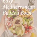 Mediterranean buddha bowl Pinterest graphic.