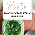 Nut free vegan pesto Pinterest pin.