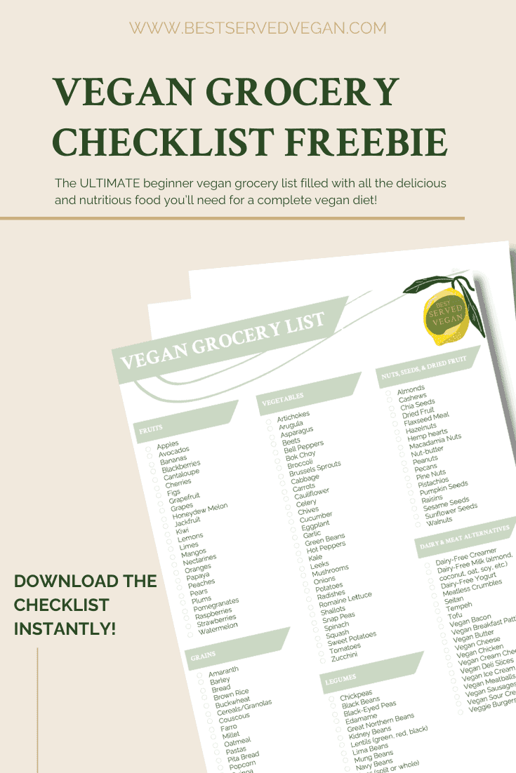 Beginner Vegan Grocery List with FREE PRINTABLE - Best Served Vegan