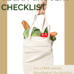 Beginner vegan grocery checklist Pinterest pin.