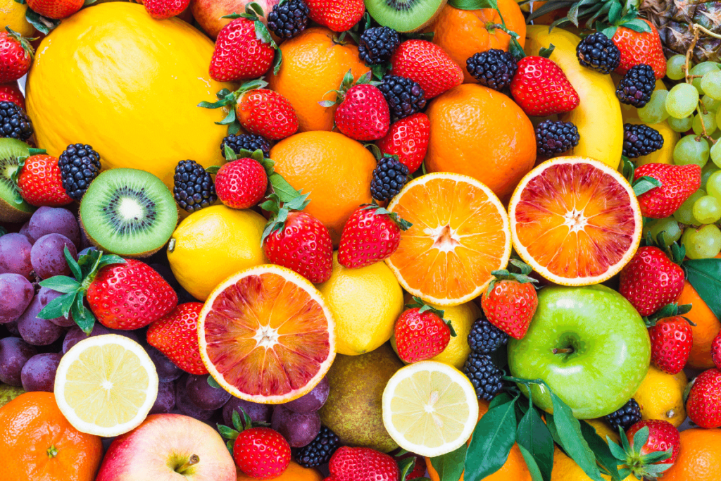 An array of different vibrant colored fruits.