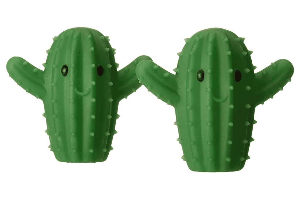 Two reusable cactus dryer balls.