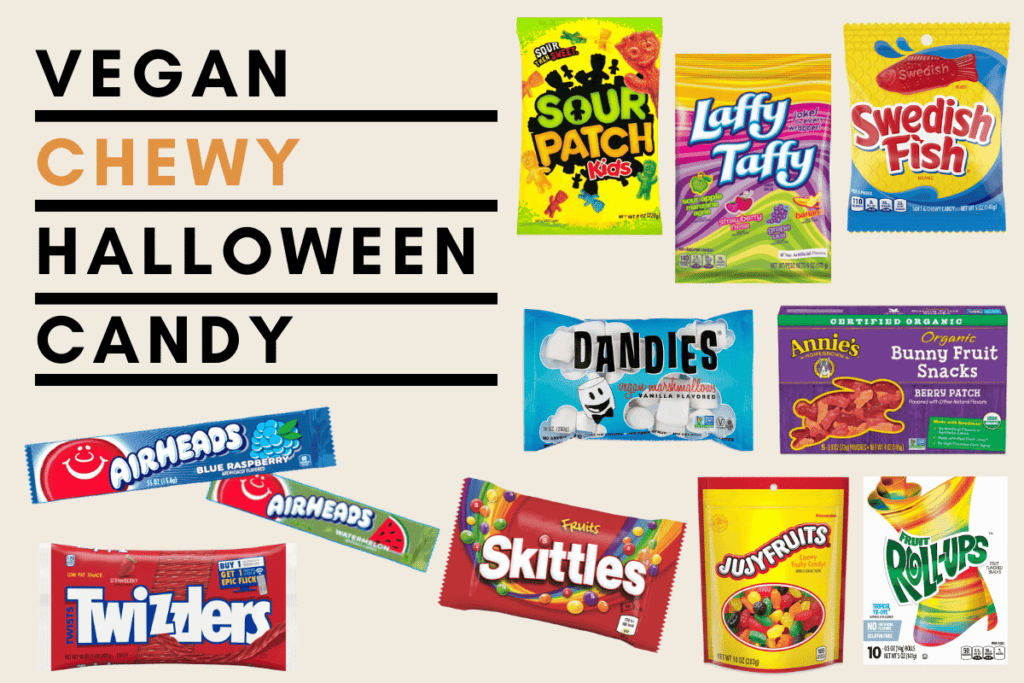 Graphic of the variety of chewy halloween candy.