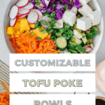 Vegan tofu poke bowl Pinterest pin.