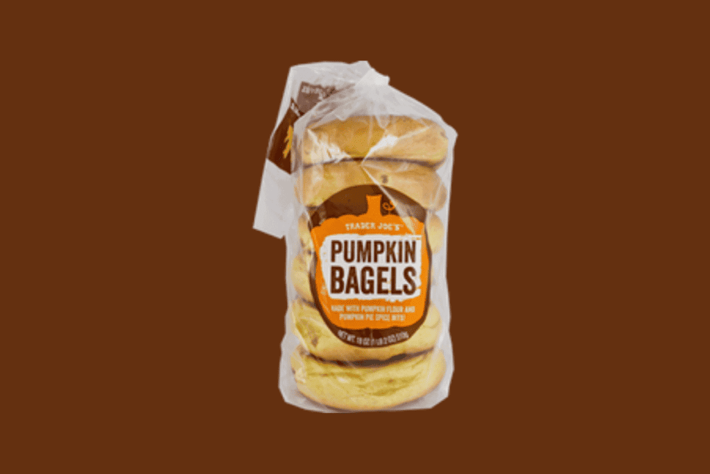 Vegan fall items at trader joe's: pumpkin bagels.