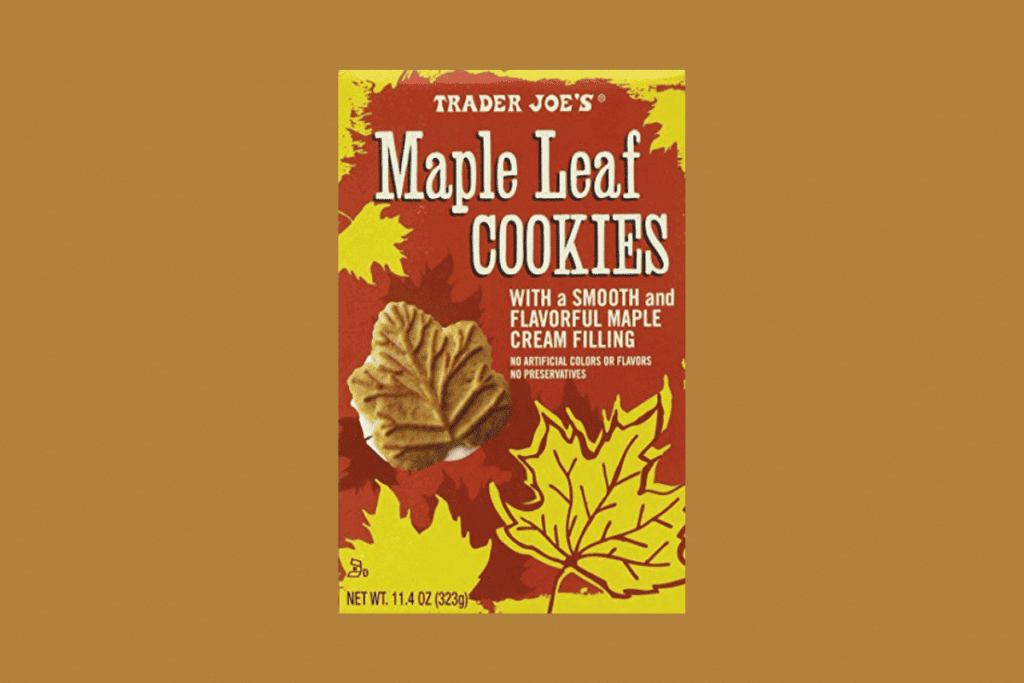 Vegan maple leaf cookies from Trader Joe's.