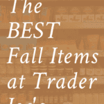 Vegan fall Trader Joe's items Pinterest graphic with imagery and text.