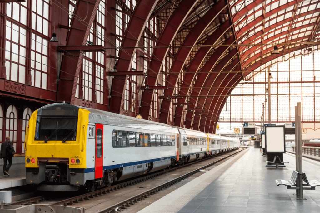 A European train station.