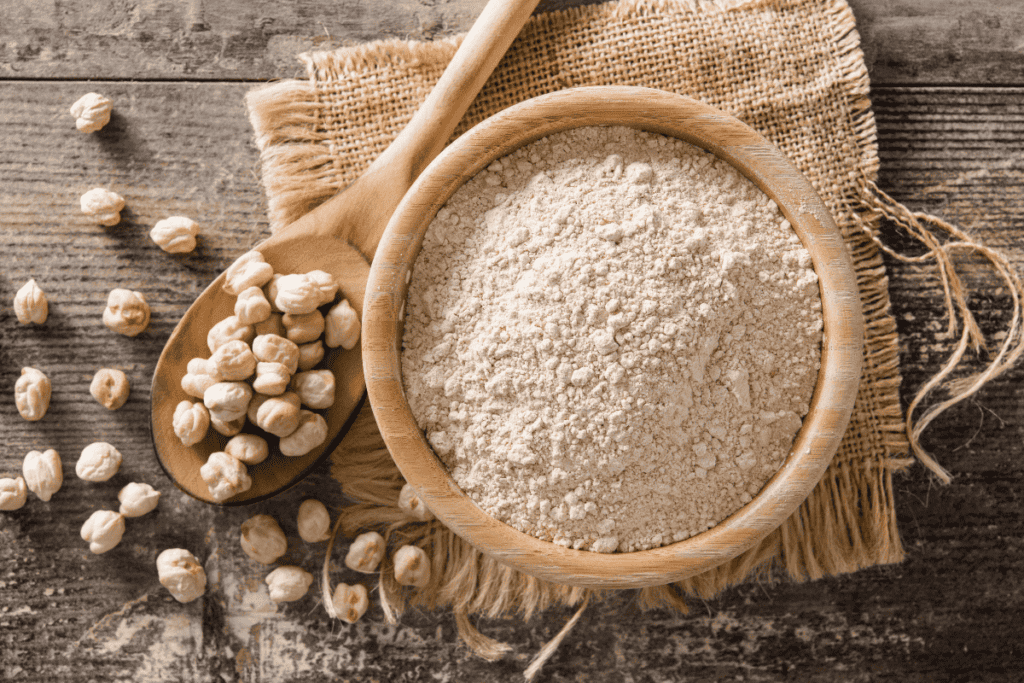 Garbanzo flour in a bowl.