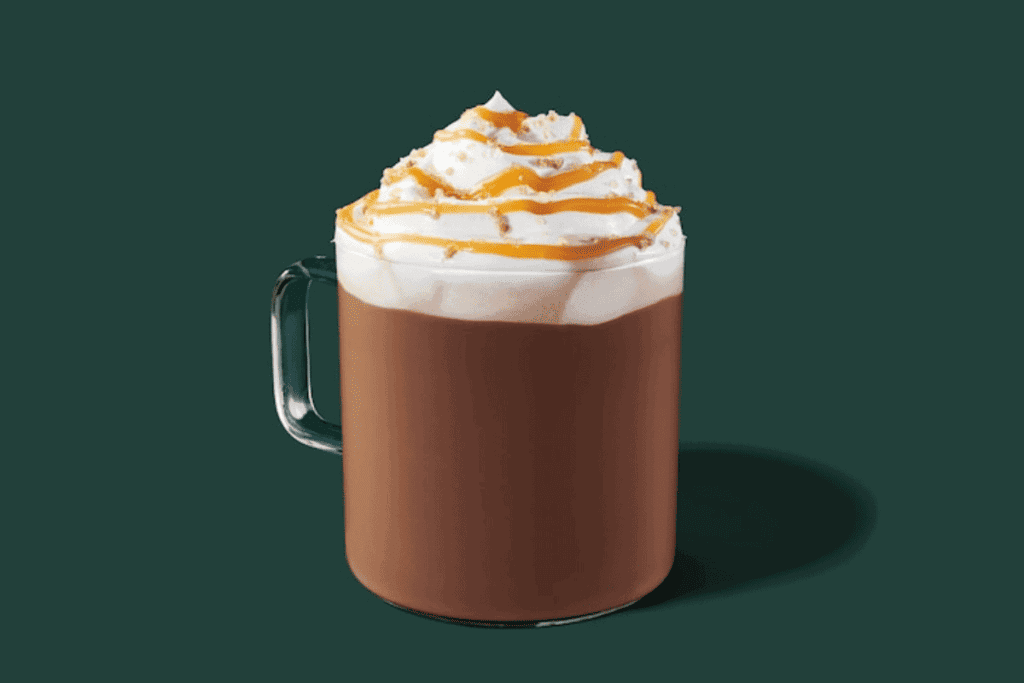 A salted caramel mocha drink from Starbucks.