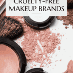 Vegan drugstore makeup brands Pinterest graphic with imagery and text.