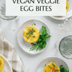 Vegan egg bites Pinterest graphic with imagery and text.