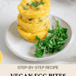 Vegan egg bites Pinterest graphic with imagery and text.