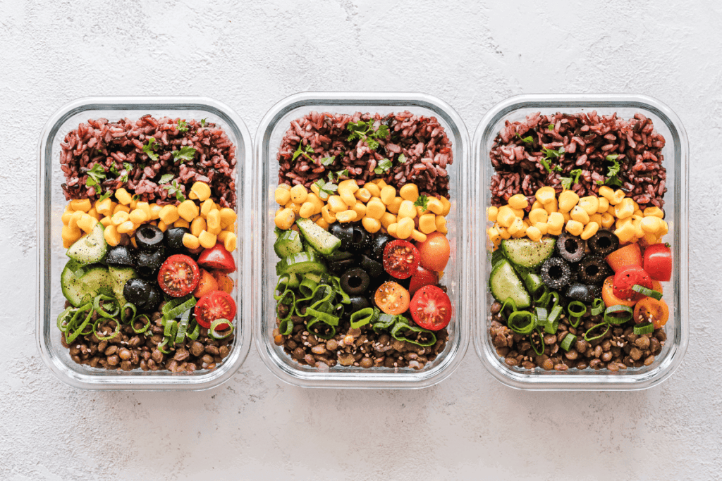 Vegan meal prep containers.