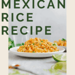 Instant Pot Mexican rice Pinterest graphic with imagery and text.