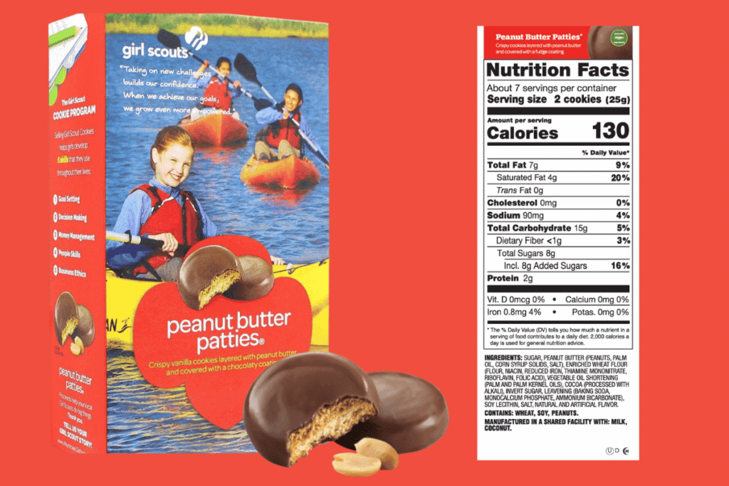 Girl Scout Peanut Butter Patties box with nutrition facts and ingredients.