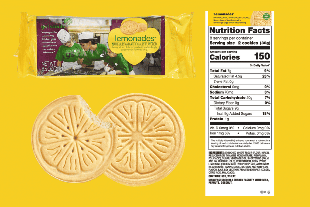 Girl Scout Lemonades box with nutrition facts and ingredients.