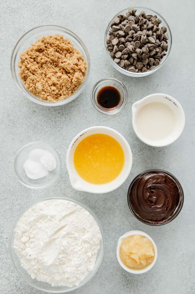 Ingredients to make vegan nutella stuffed cookies.