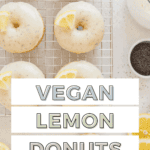 Vegan lemon poppy seed donuts Pinterest graphic with imagery and text.