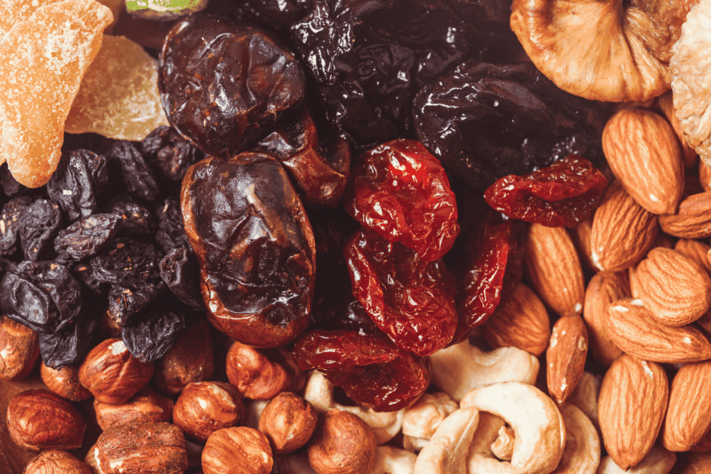 Dried fruit and nuts.