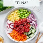 Watermelon tuna Pinterest graphic with imagery and text.