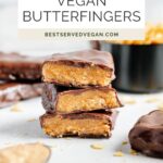 Vegan Butterfingers Pinterest graphic with imagery and text.