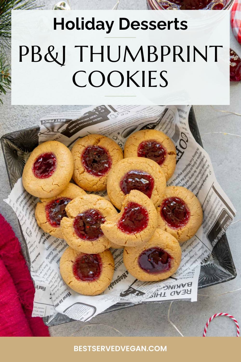 Peanut Butter & Jelly Thumbprint Cookies - Best Served Vegan