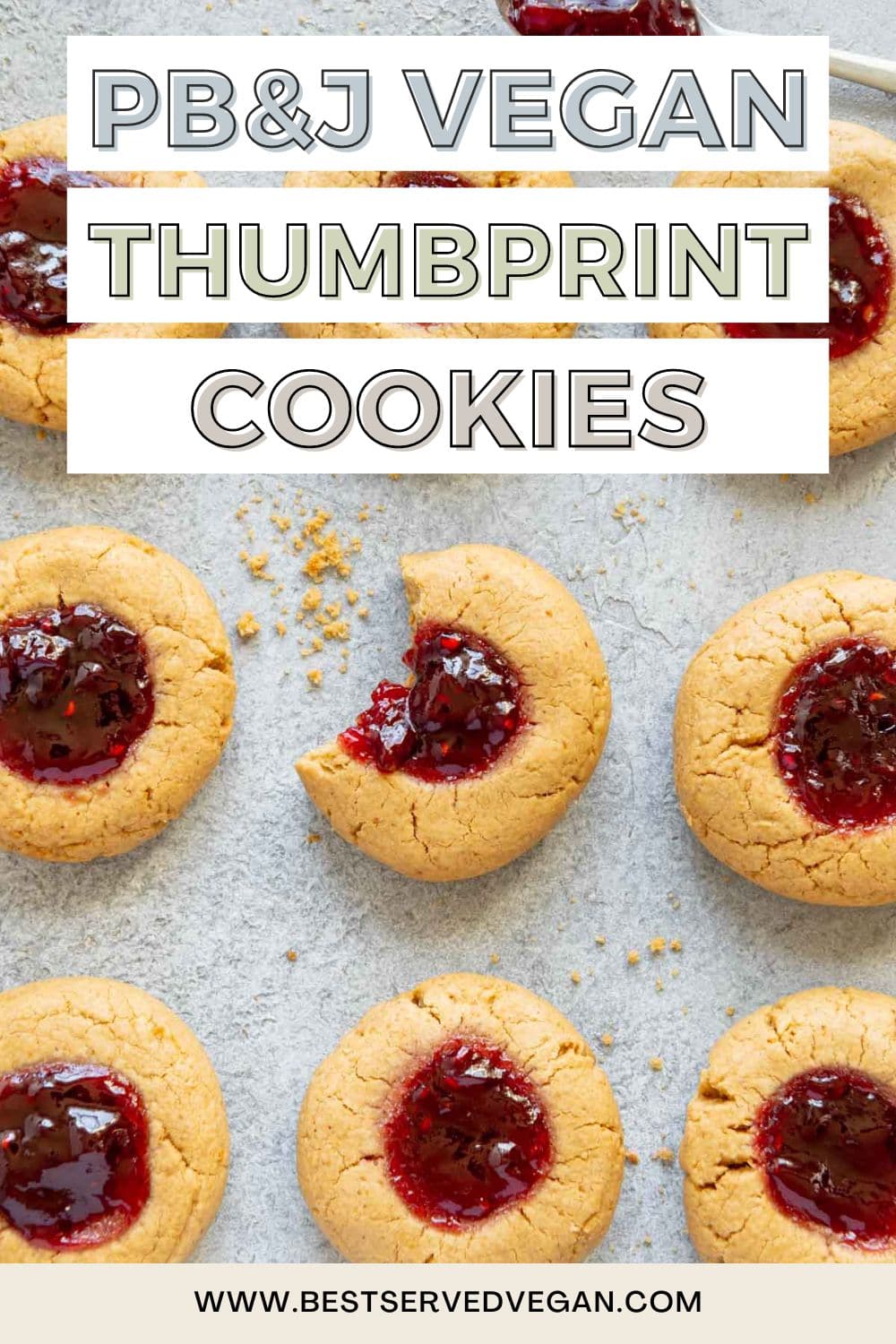 Peanut Butter & Jelly Thumbprint Cookies - Best Served Vegan