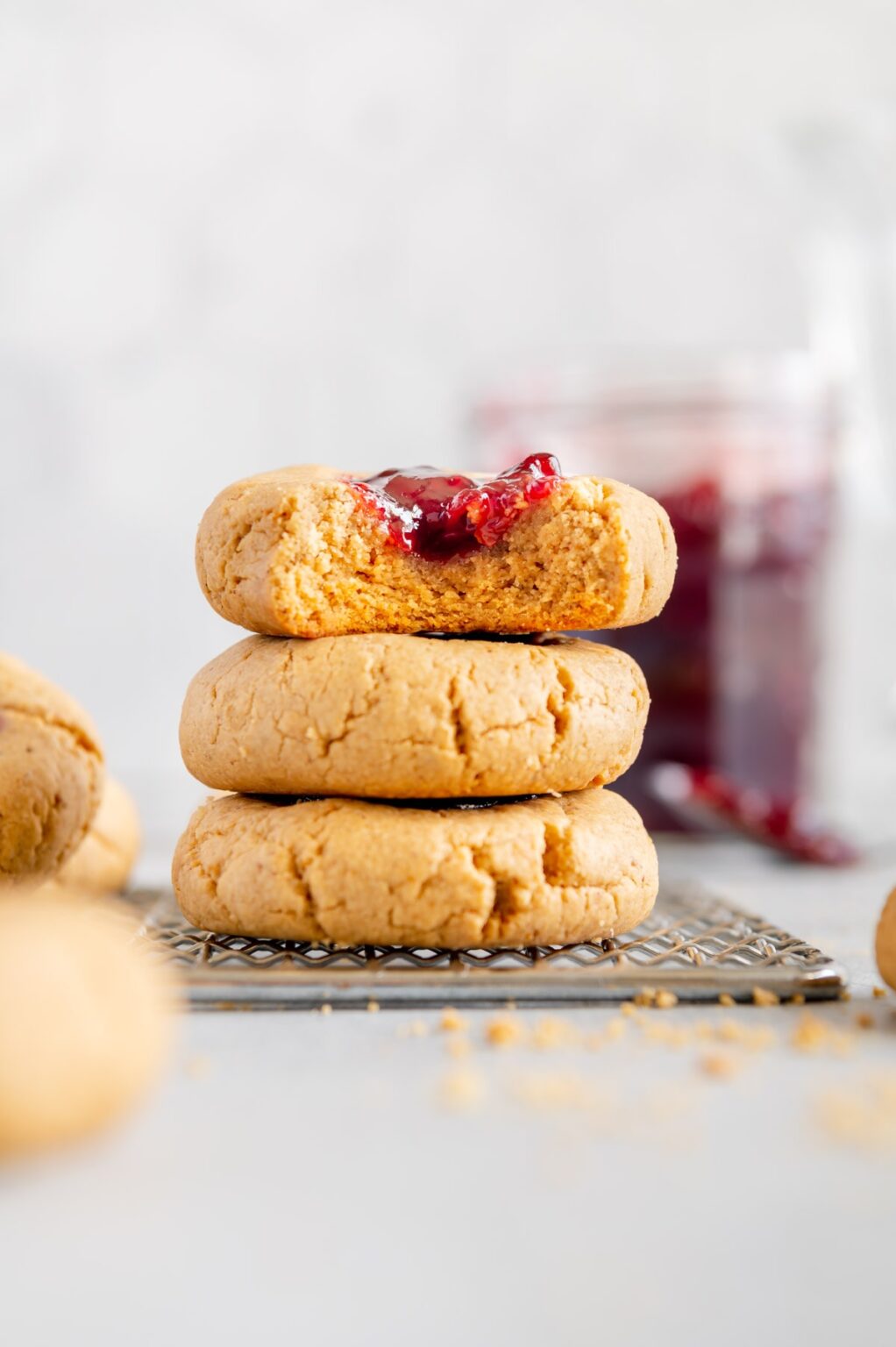 Peanut Butter & Jelly Thumbprint Cookies - Best Served Vegan