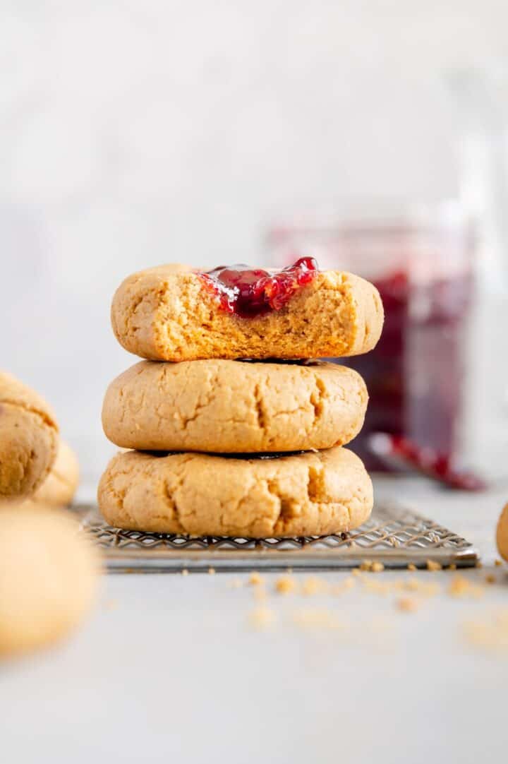 Peanut Butter & Jelly Thumbprint Cookies - Best Served Vegan