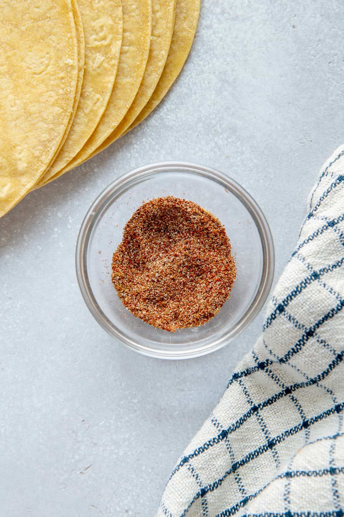 Homemade Mexican spice mix for sprinkling on tortilla chips.